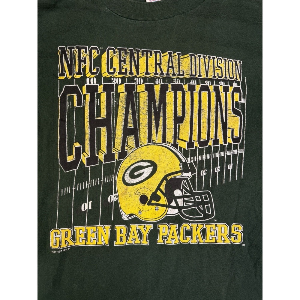 Vintage 1997 Logo 7 Green Bay Packers NFC Central Champions T-Shirt Size XL NFL